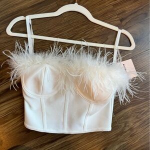 NWT - Strapless Faux Feather Bustier Top - Superdown